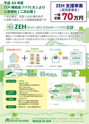 7月17日よりZEH支援事業の二次公募スタート！