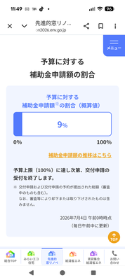 窓リノベ補助金の進捗状況をお知らせします